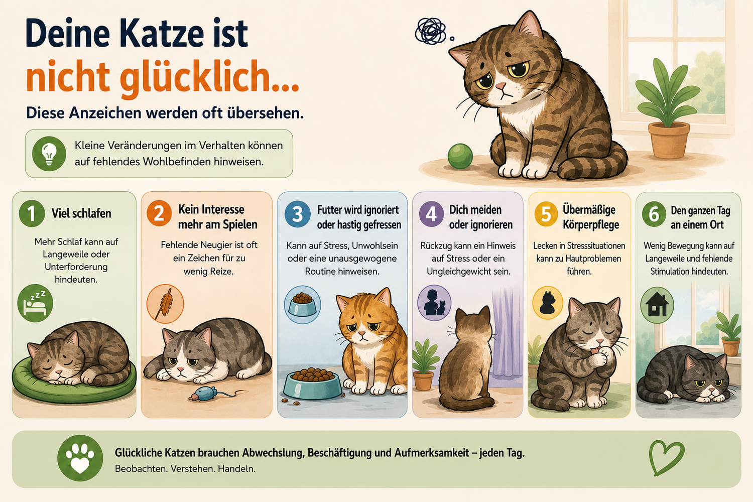 Ist meine Katze unglücklich? 6 versteckte Anzeichen, die du kennen solltest