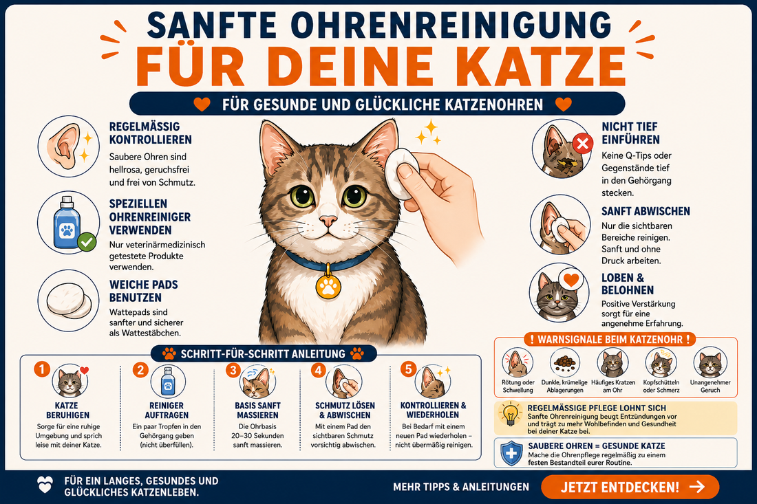 Katzenohren reinigen: So geht's schonend und richtig