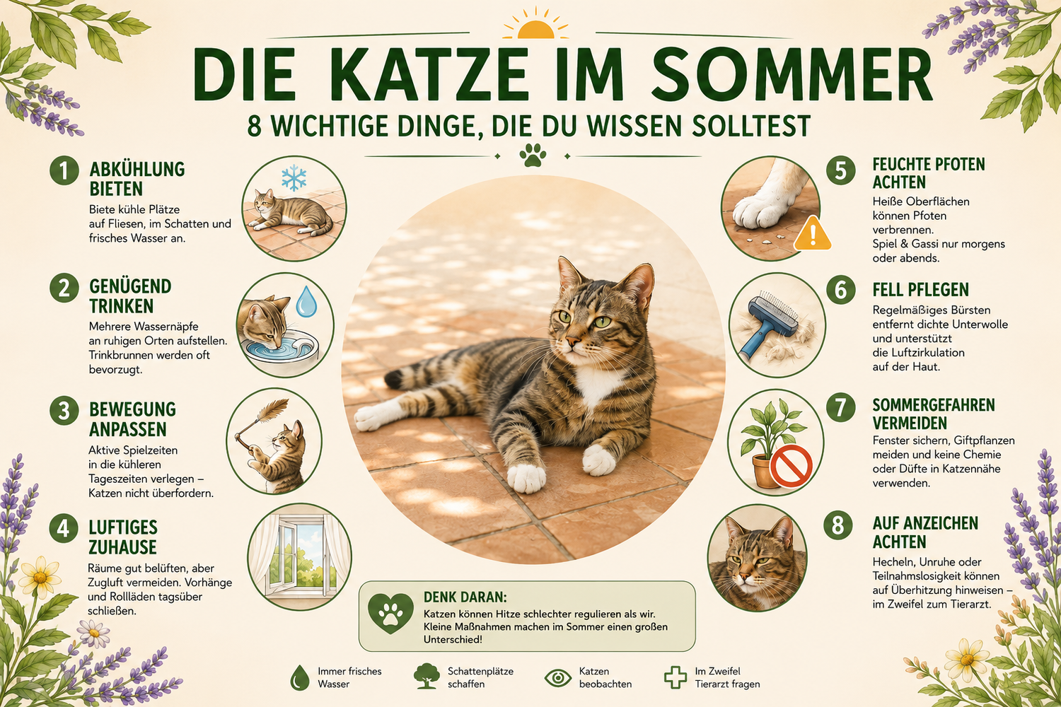 Katze im Sommer: 8 einfache Tipps gegen die Hitze