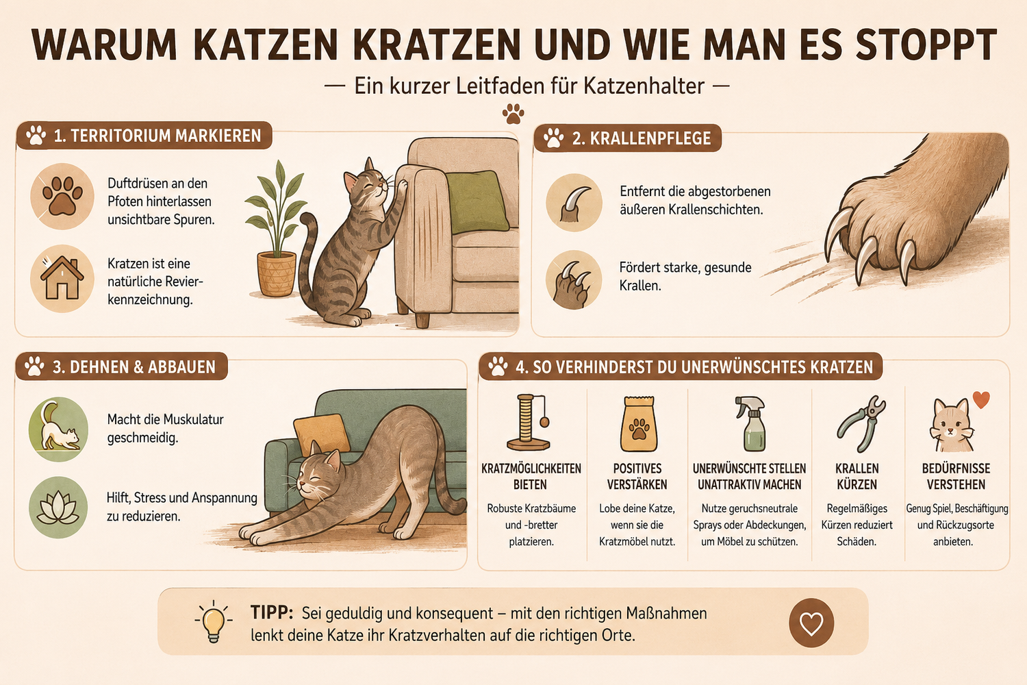 Warum Katzen kratzen und wie du es in die richtigen Bahnen lenkst