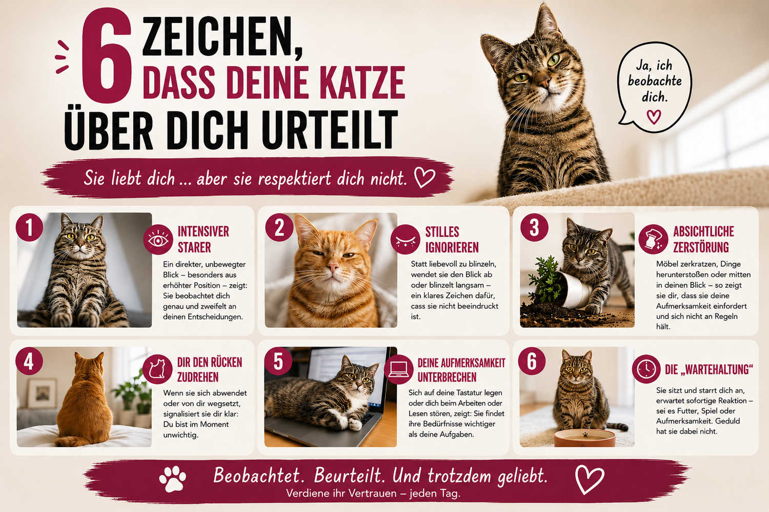 Komisches Katzenverhalten: 6 Dinge, die wirken, als würde deine Katze dich beurteilen