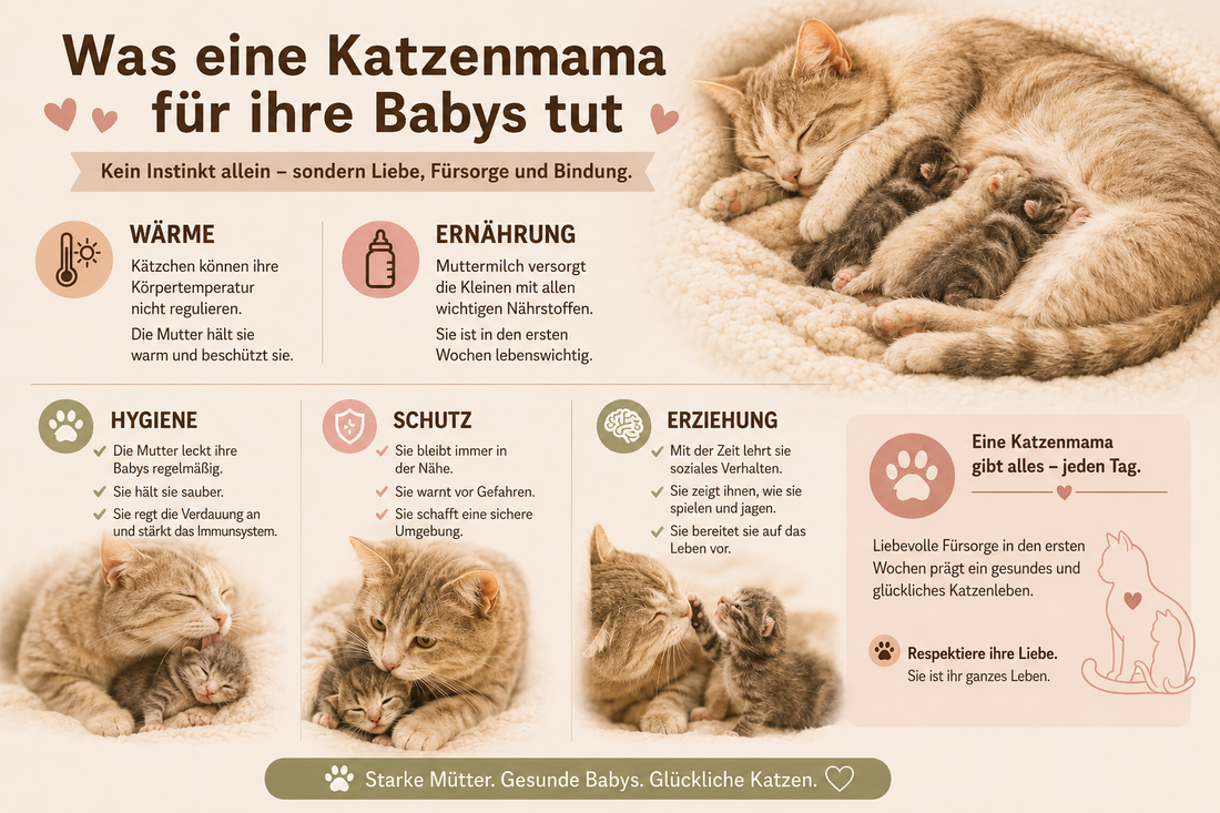 Was eine Katzenmama für ihre Babys tut