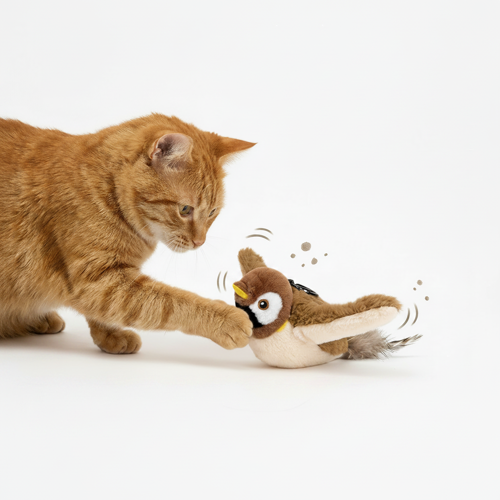 Schluss mit Langeweile: Der interaktive Spatz für glückliche Katzen
